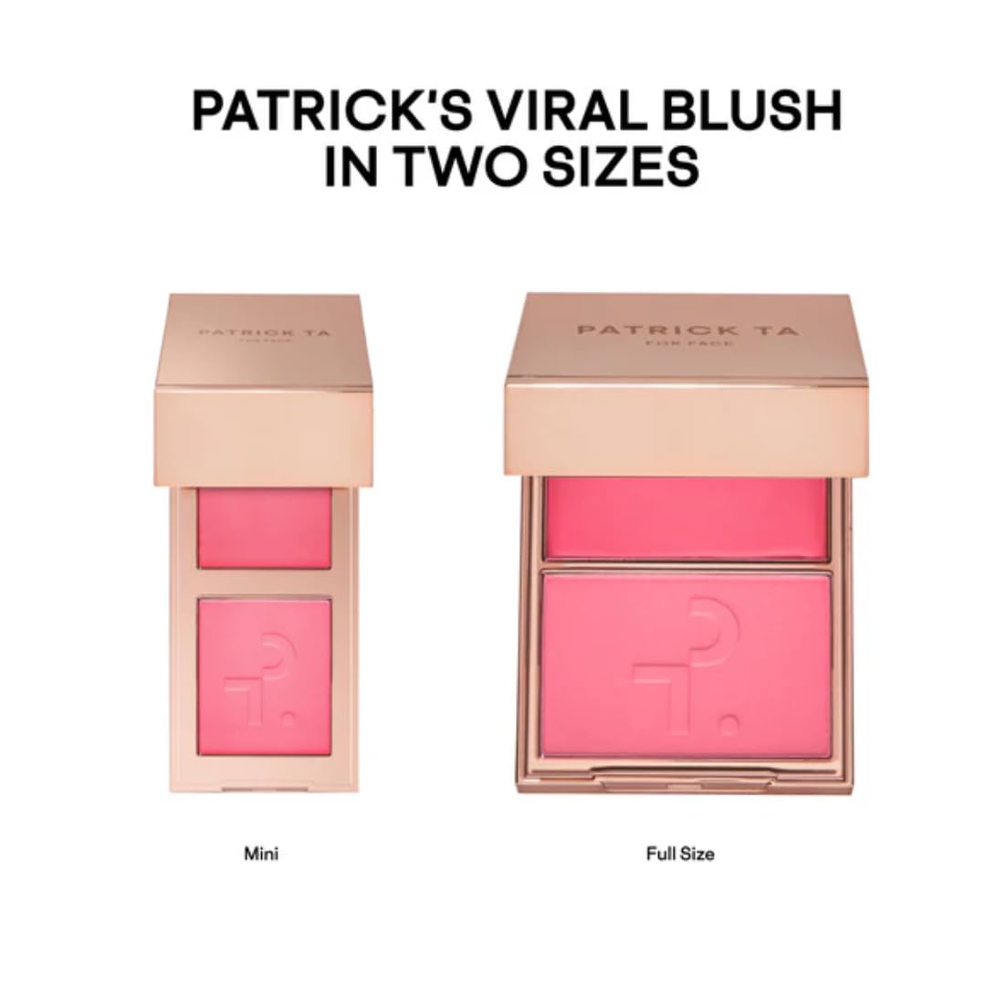 Patrick Ta Double-Take Mini Blush Duo, She Goes to the Gym, Cream and Powder, 0.25 Ounce, Natural Radiant Finish