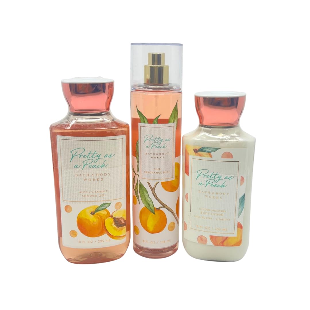 Bath & Body Works Pretty as Peach 3-Pc Gift Set – Shower Gel 10 oz, Fine Fragrance Mist 8 oz & Body Lotion 8 oz | Holiday Bundle Beauty & Personal Care Bath & Body Works