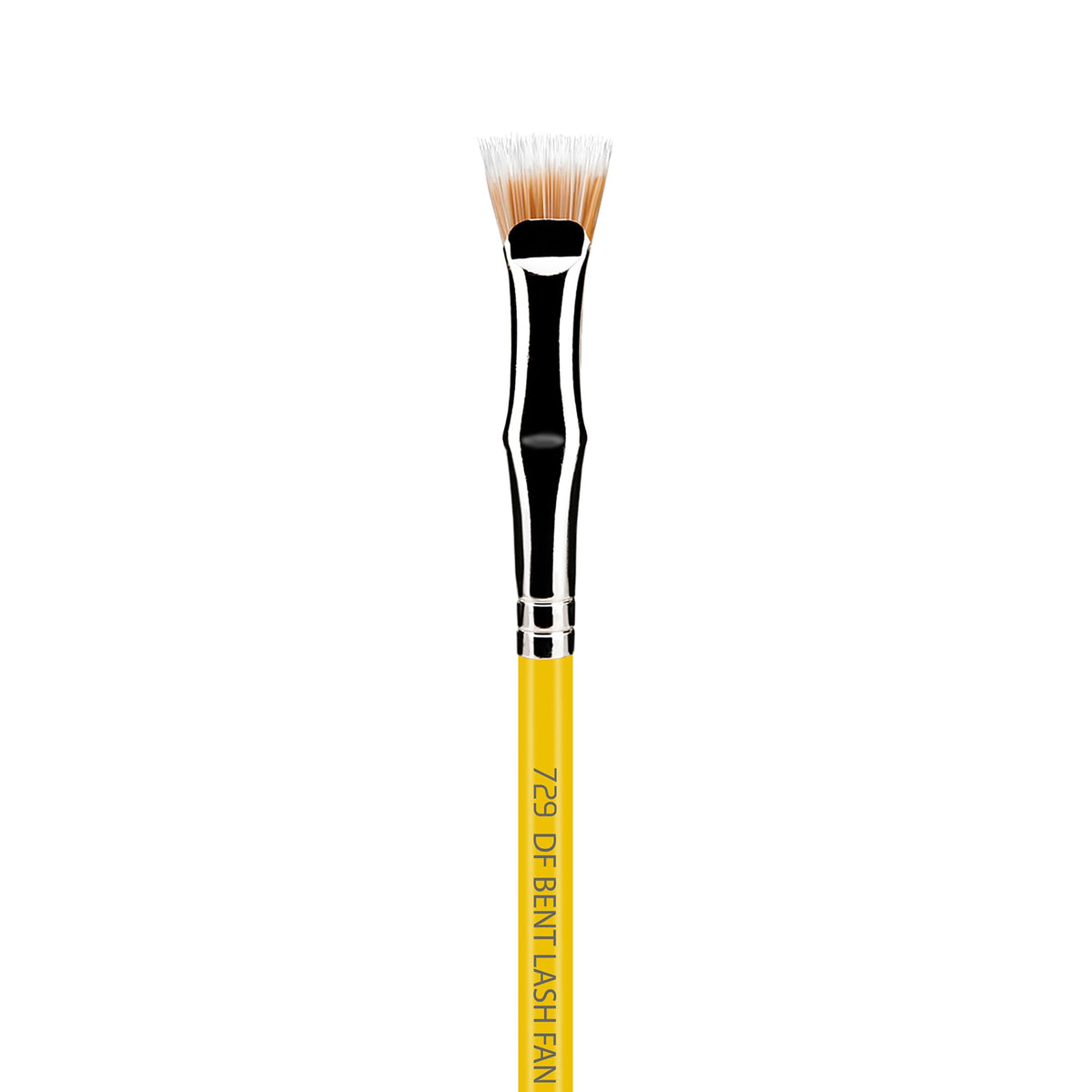 Bdellium Tools Professional Makeup Brush - Studio Series 729 Duo Fiber Bent Mascara Fan - With Soft Synthetic Fibers, For Applying Mascara (Yellow