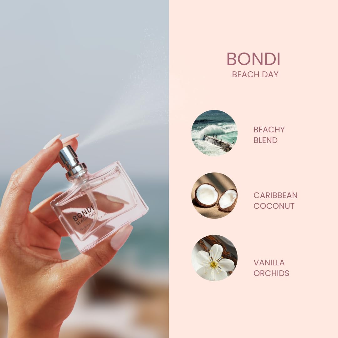 The Beachwaver Co. B. Bungalow Bondi Beach Day Fragrance - Full Size (1 Fl Oz) | Notes of Caribbean Coconut & Mexican Vanilla Orchids Beauty & Personal Care The Beachwaver Co.