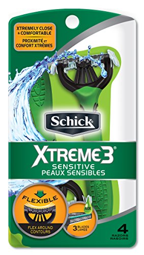 Schick Xtreme 3 Blade Sensitive Skin Disposable Razor for Men, 4 Count (Pack of 1) Beauty and Personal Care Schick