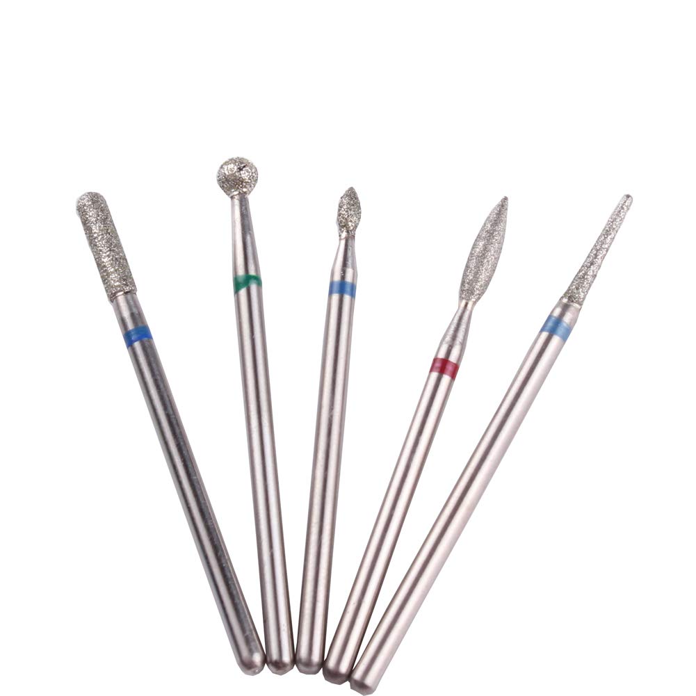 MZCMSL Russian Manicure Drill Bits, Cylinder/Ball/Flame/Needle Cuticle Bit,3/32 Shank Diamond Nail Drill Bit,5pcs Beauty & Personal Care MZCMSL