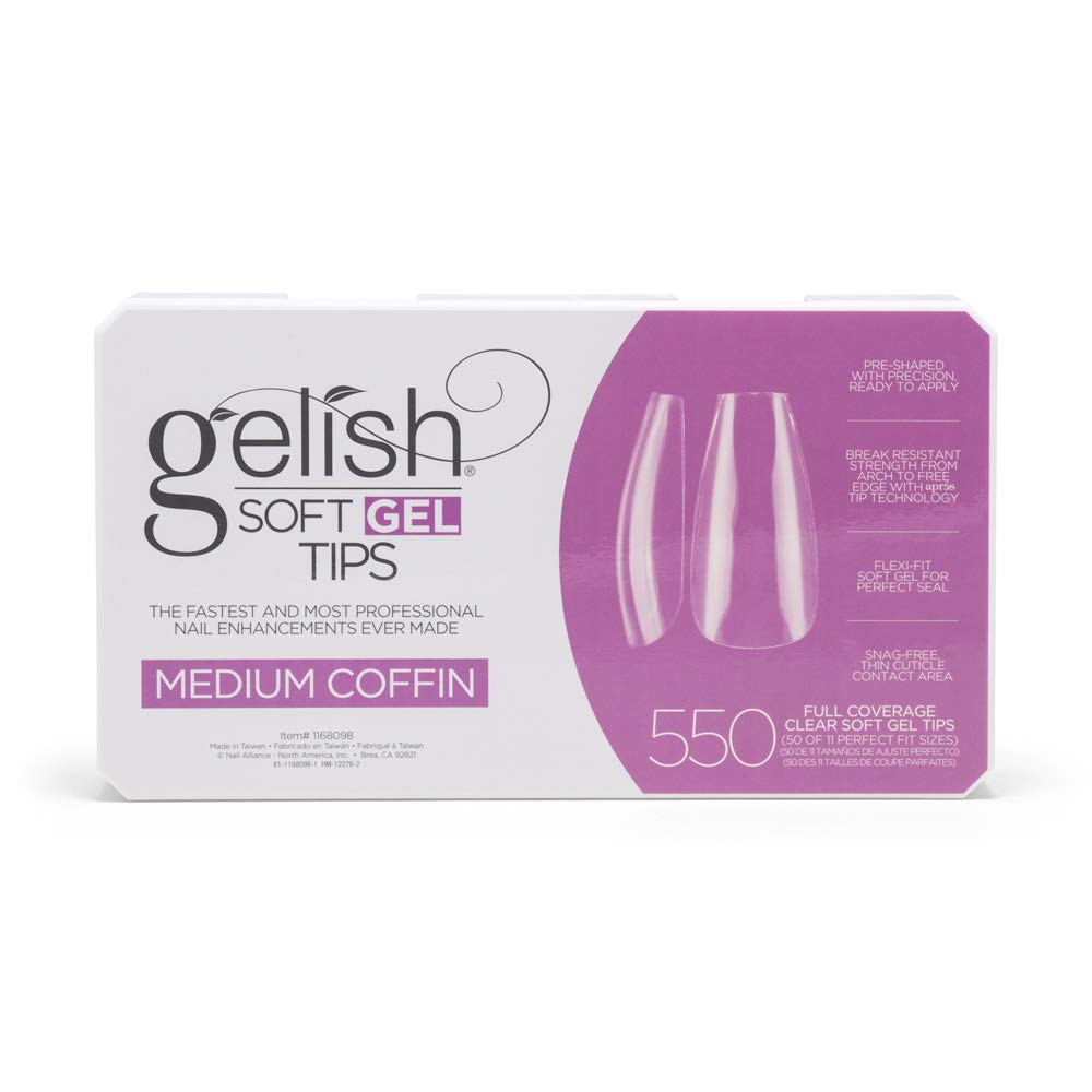 Gelish Soft Gel™ Tips Press on Nails Extension - Medium Coffin, 550 Count