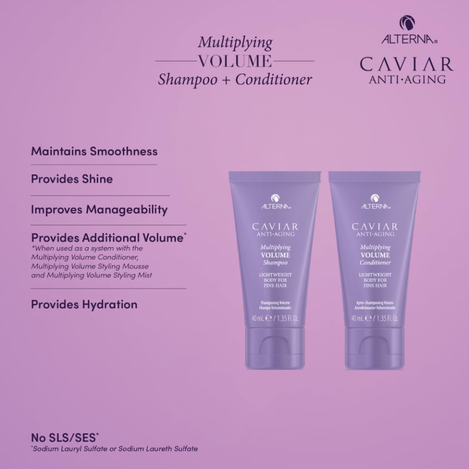 Alterna Haircare CAVIAR Anti-Aging Multiplying Volume Travel Kit - Shampoo, Conditioner, Styling Mist | For Fine, Thin Hair | Light Hold | Sulfate Beauty & Personal Care Alterna