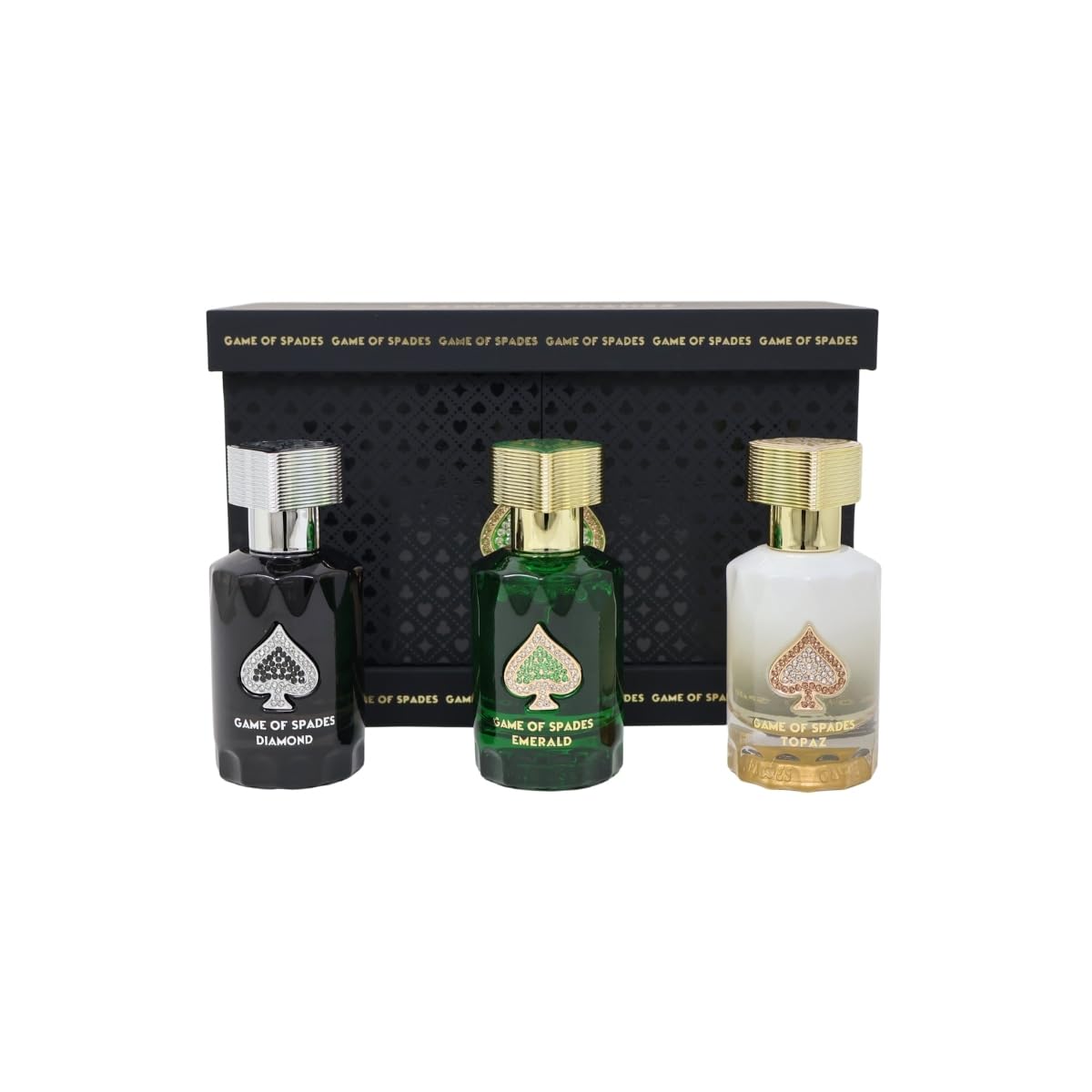 Jo Milano Game of Spades TOPAZ, EMERALD and DIAMOND 3 pcs 30ml Parfum spray Diamond Collection SET for Unisex NEW Beauty & Personal Care Jo Milano