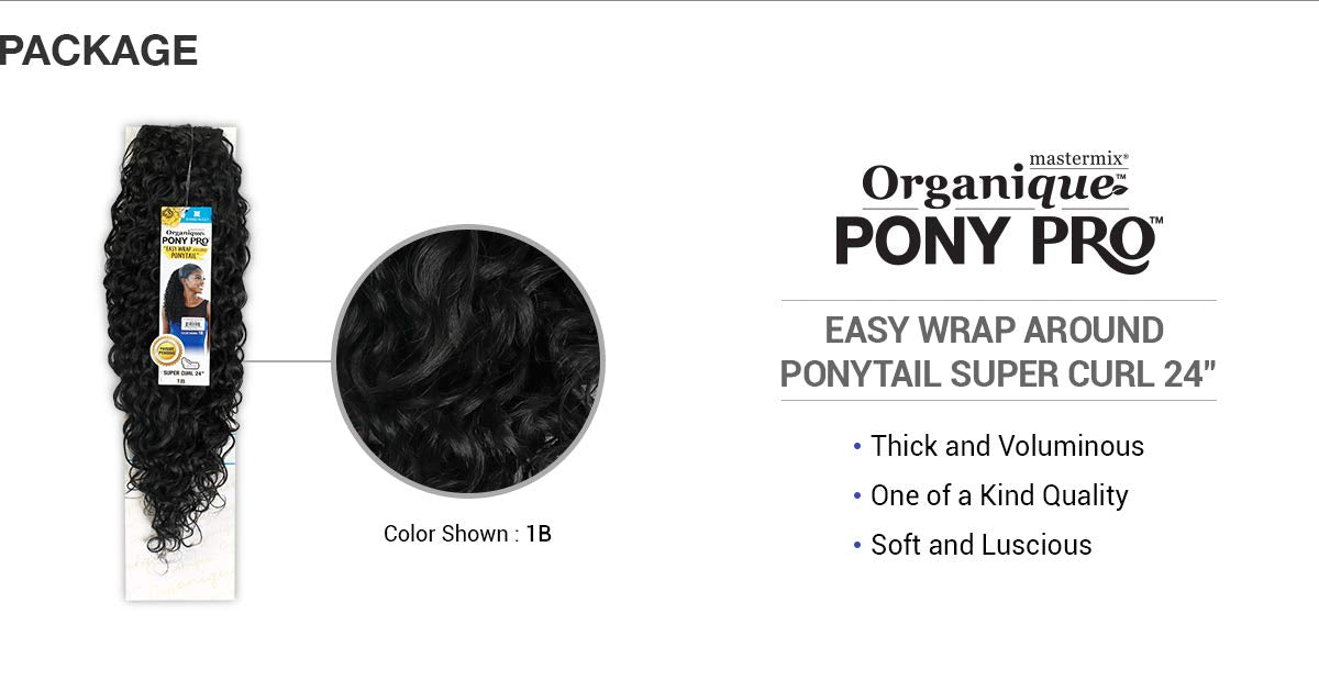 Shake N Go Organique Pony Pro Mastermix Pony Wrap - SUPER CURL 24 (1 Jet Black)