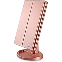 WEILY Makeup Mirror with 21 LED Lights,Two Power Supply, Touch Screen and 1x/2x/3x Magnification Tri-Fold Vanity Mirror for Makeup Desk(Rose Gold) Beauty & Personal Care WEILY