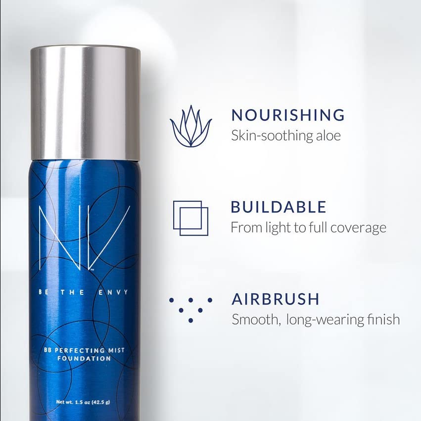 NV BB Perfecting Mist Foundation Buildable Coverage Professional Airbrush Makeup with Plant-based Stem Cell Polypeptides Beauty & Personal Care BE THE ENVY
