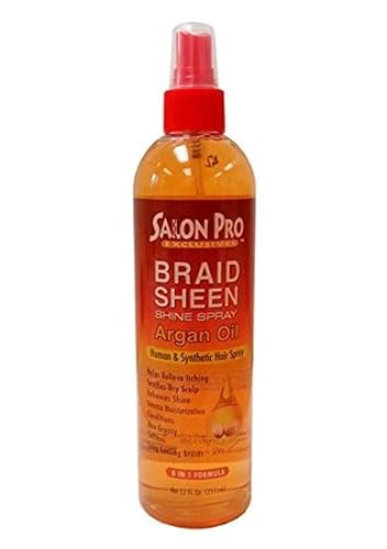Salon Pro Braid Sheen Shine Spray 8 in 1 Formula 12 oz. / 355 ml (Argan Oil) Beauty & Personal Care SalonPro
