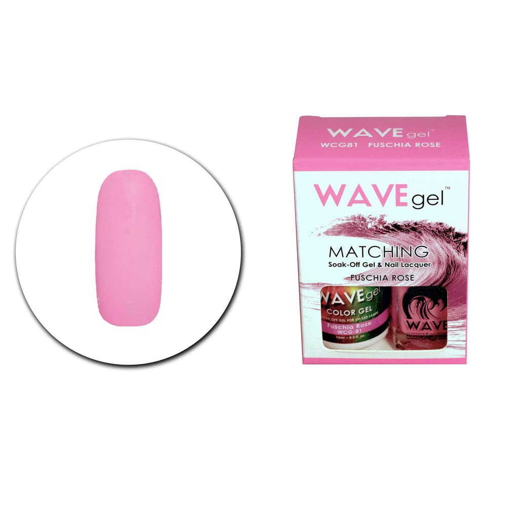 WAVEGEL Soak-0ff Gel & Nail Lacquer Matching Duo Set - Fuschia Rose - WCG81-81 I 0.5 Oz