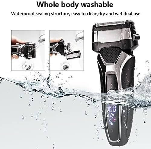CYRMPQ Men's Shaver, USB Rechargeable Electric Shaver Stainless Steel Shaving Machine for Men 3D Triple Floating Blade Razor Shaver Barber Electric Beauty and Personal Care CYRMPQ