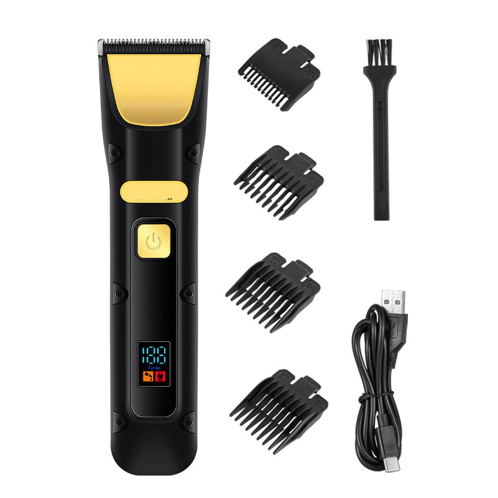 GLESVOWIO USB Rechargeable Men Hair Clipper with LED Display and 4 Limit Combs Professional Cordless Clippers & Beard Trimmer Grooming Kit Electric Beauty and Personal Care GLESVOWIO