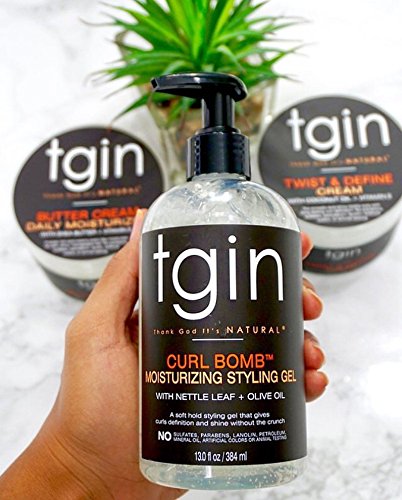 tgin Curl Bomb Moisturizing Styling Gel - Frizz Control, Curl Defining & Moisturizing Hair Gel with Olive Oil & Nettle Leaf - Curly Hair Products Beauty & Personal Care Thank God It's Natural