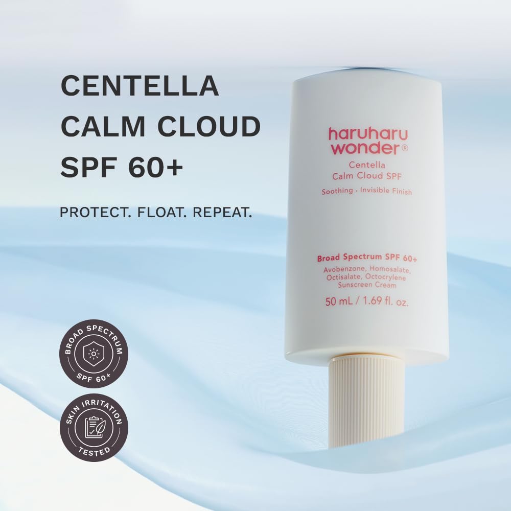 haruharu wonder Centella Calm Cloud Face Sunscreen Broad Spectrum SPF 60+, 1.69 fl oz, Korean Sunscreen, No White Cast, Hyaluronic Acid, Ceramide Beauty and Personal Care HARUHARU