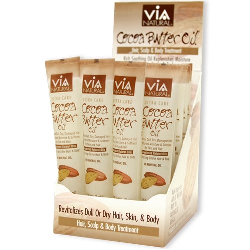 VIA Natural Ultra Care Cocoa Butter Oil Concentrated Natural Oil 1.5oz - Revitalizes Dull, Dry, Damaged Hair Helps Control Moisture & Softness Beauty & Personal Care Via Natural