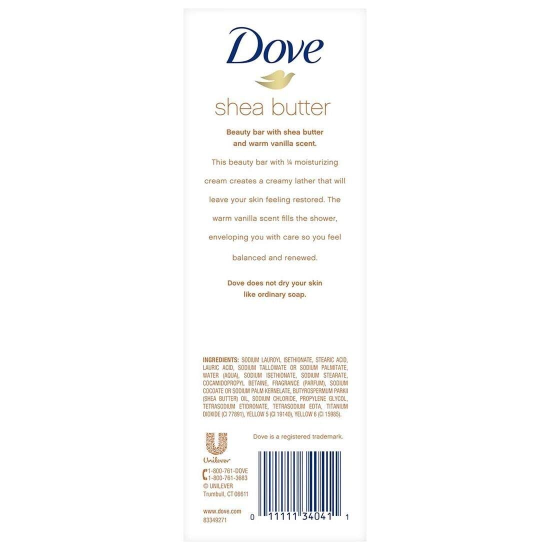 Dove Purely Pampering 16-4 OZ Shea Butter Bar Soaps, Warm Vanilla Scent, 64 OZ, White Beauty & Personal Care Dove
