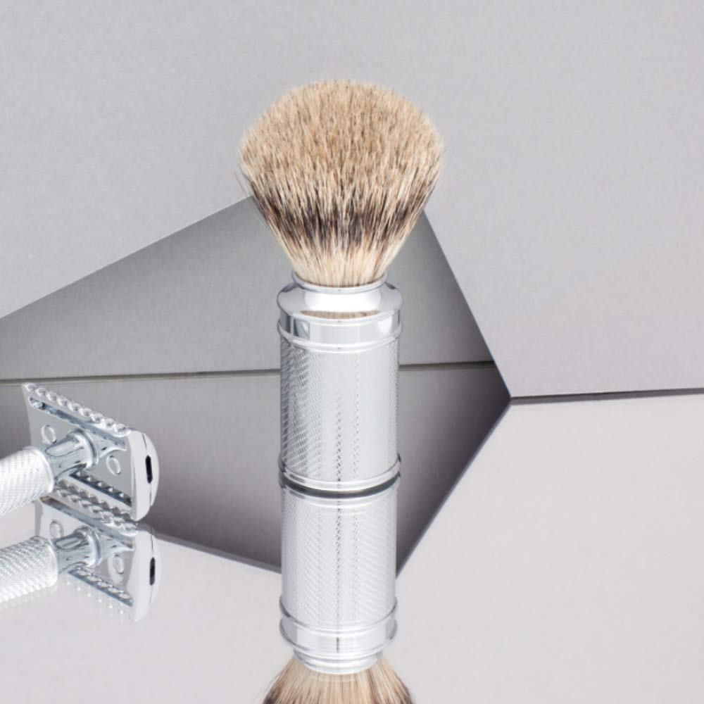 MÜHLE Traditional Silvertip Badger Shaving Brush - Chrome Plated Stainless Steel Handle - Luxury Shave Accessory for Men Beauty and Personal Care MÜHLE