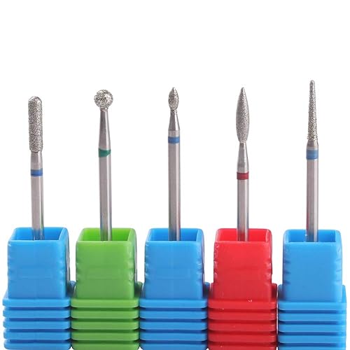 MZCMSL Russian Manicure Drill Bits, Cylinder/Ball/Flame/Needle Cuticle Bit,3/32 Shank Diamond Nail Drill Bit,5pcs Beauty & Personal Care MZCMSL