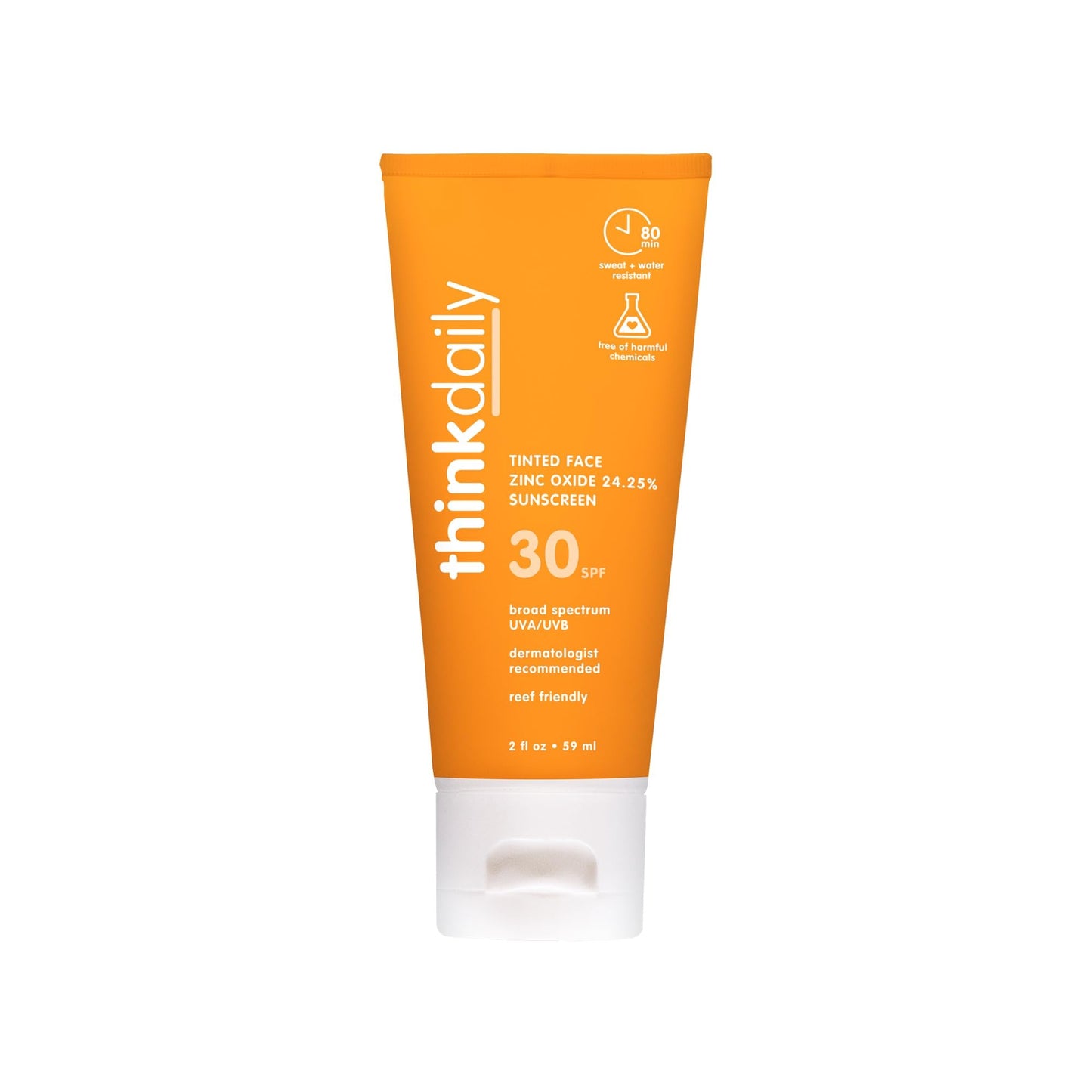 Thinkdaily SPF 30 Tinted Sunscreen for Face with Zinc Oxide, 2 Oz - Safe, Natural, Water Resistant Reef Safe Sunscreen, All Skin Tones, Broad Spectrum Beauty & Personal Care THINK
