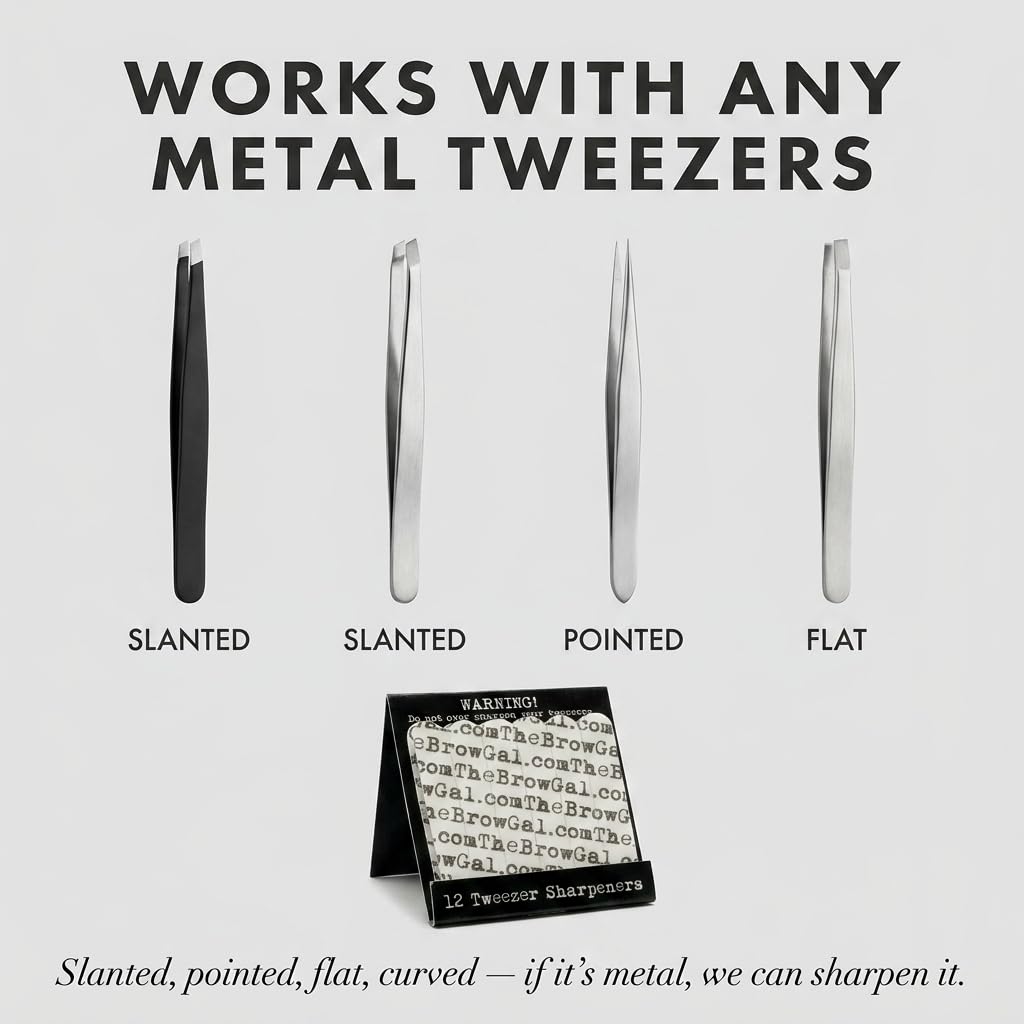 The BrowGal - 12 Tweezer Sharpeners - Exclusive for Sharp & Efficient Longer Period use - Super Handy and Portable Tool, Easily Grip with Safety Beauty and Personal Care The BrowGal