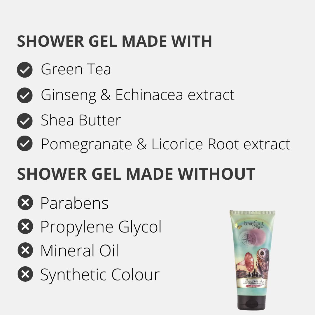 Barefoot Venus Moisturizing Shea Butter Shower Gel & Body Lotion Set (Pink Pepper) Beauty and Personal Care Barefoot Venus