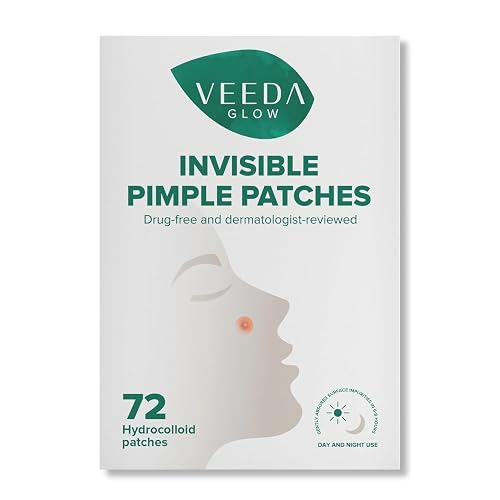Veeda Glow Pimple Patches - Hydrocolloid Acne Stickers for Fast Healing, Invisible & Non-Irritating Zit Covers, Blemish Spot Treatment, 72 Count Beauty & Personal Care Veeda