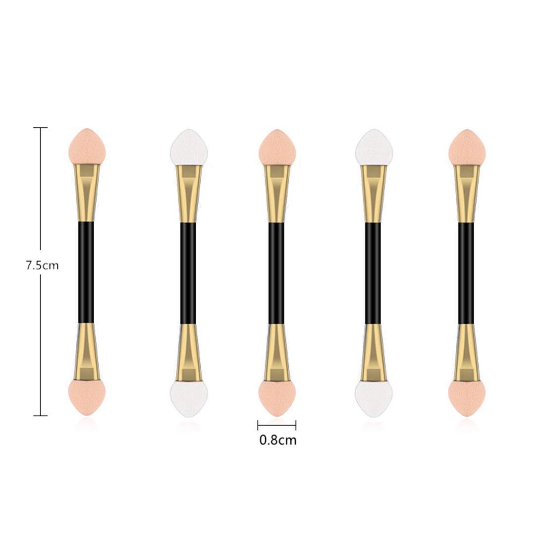 GTVIA 50 Pack Double-end Eye Shadow Brush, Disposable Double Sided Eyeshadow Brush Makeup Applicators Beauty Kit (Gold) Beauty & Personal Care GTVIA