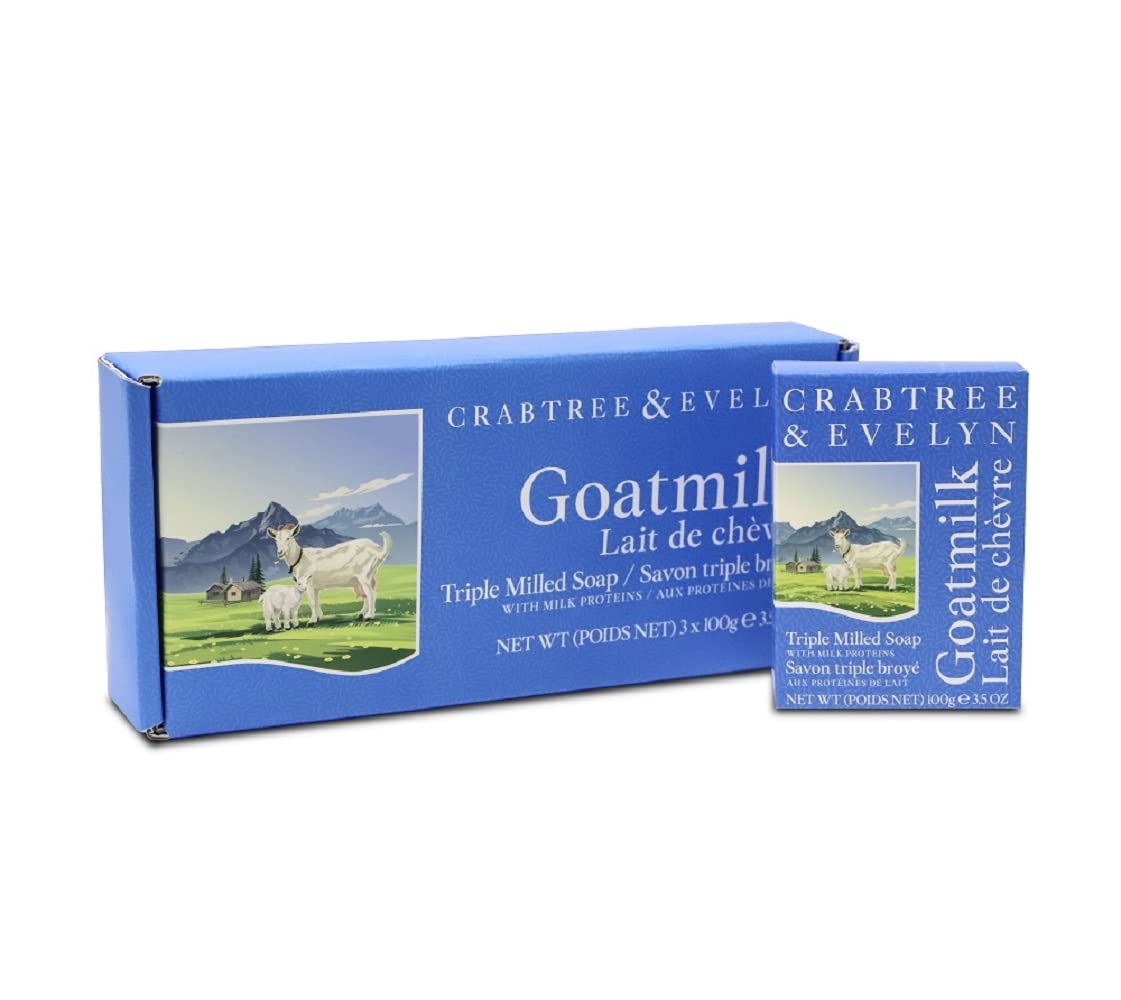 Crabtree & Evelyn Goatmilk Soap Set 3 X 100 Gram Bars Beauty & Personal Care Crabtree & Evelyn