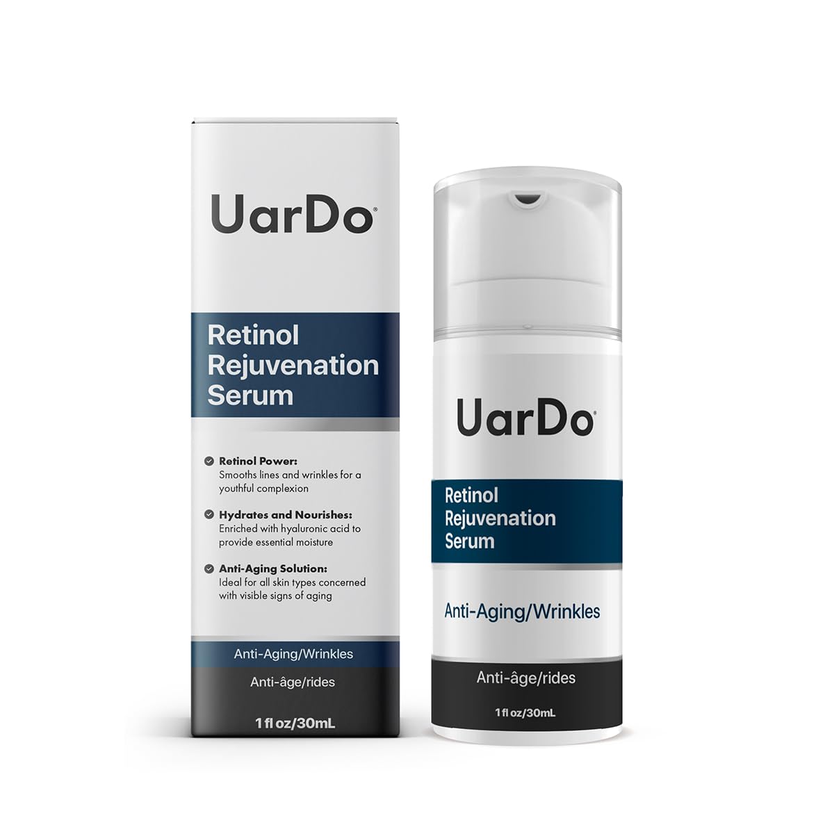 Uardo Retinol Rejuvenation Serum 1 Fl Oz/ 30 ml - usn102 | Smooth Lines & Wrinkles | With Hyaluronic Acid | Moisturizing for the Skin | For Face Beauty & Personal Care Uardo
