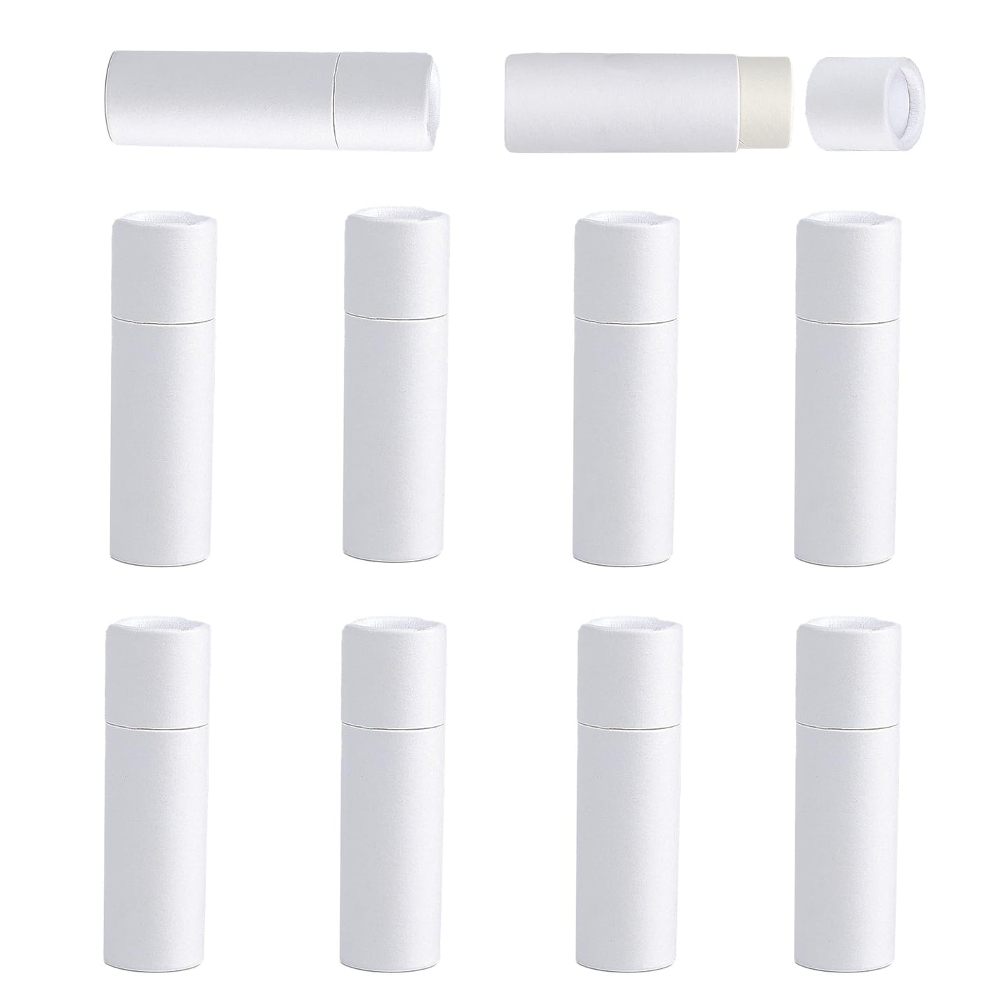 NICENEEDED 10 Pcs 10ML Paperboard Lip Balm Tubes, White Paper Lipstick Tube, Cardboard Empty Lip Gloss Container Solid Perfume Tube Cosmetic Box Beauty and Personal Care NICENEEDED