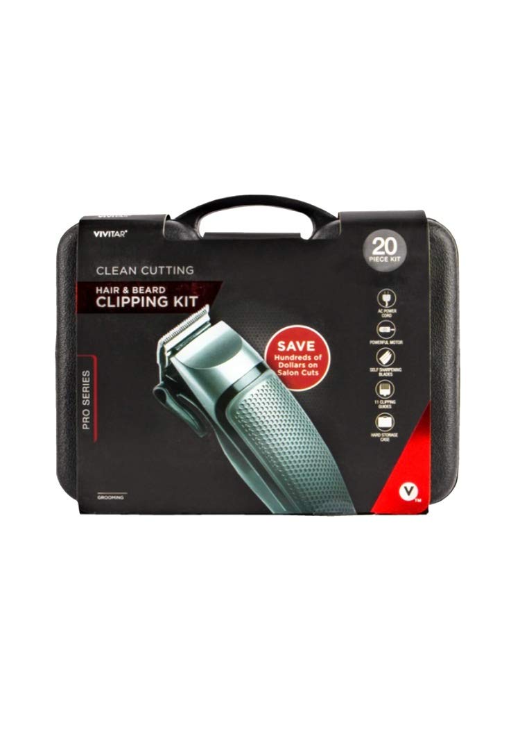 Vivitar Hair and Beard Clipping Kit, Clippers for Hair Cutting with 11 Attachment Guards for Moustache Head Beard, Mens Grooming Set for Haircutting Beauty and Personal Care Vivitar