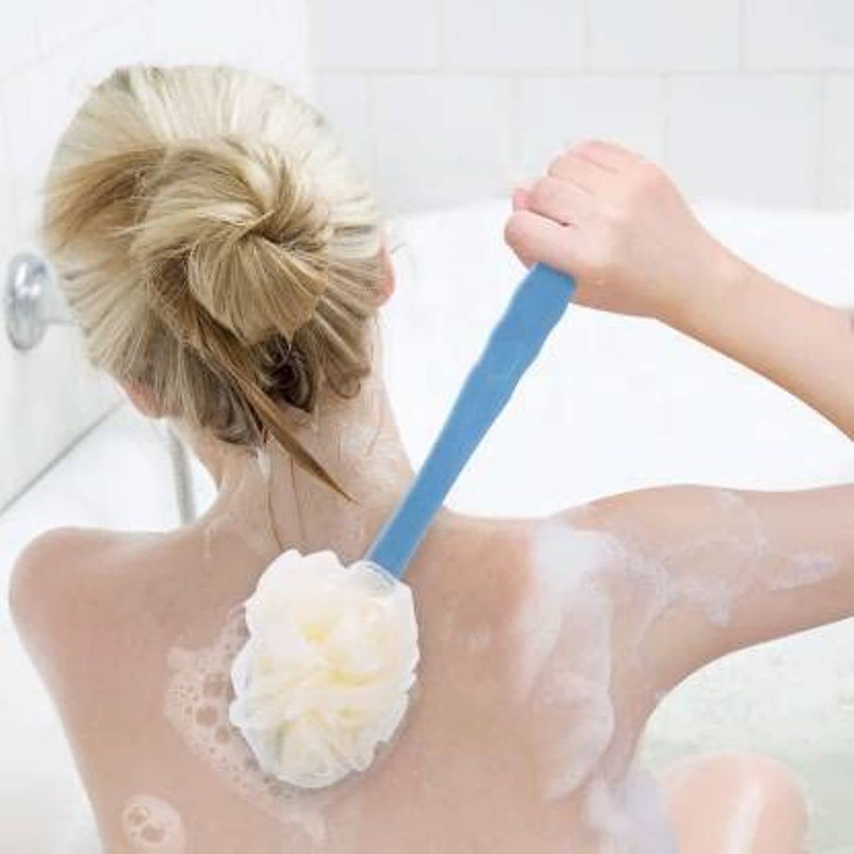 LAGET® 2 IN 1 Loofah with handle Body Brush,Bath shower Brush&Loofah Back Scrubber with Curved Long Handled for Skin Exfoliating Bath,Massage Bristles Beauty and Personal Care LAGET