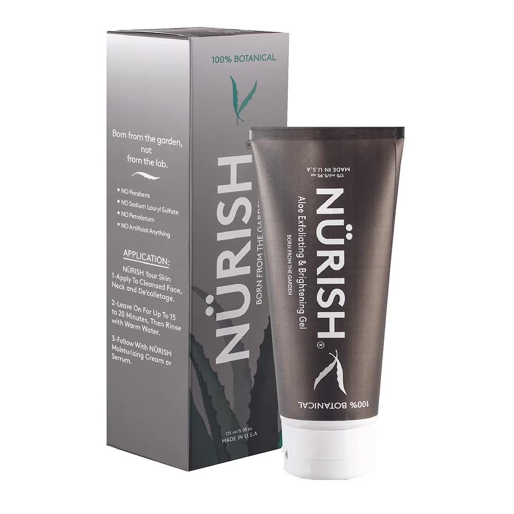 NURISH Aloe Exfoliating Gel, 5.95 oz. 100% Natural & Vegan. Exfoliate & Cleans Your Skin Without Using Harsh Chemicals, Acids or Abrasives. Beauty & Personal Care NÜRISH