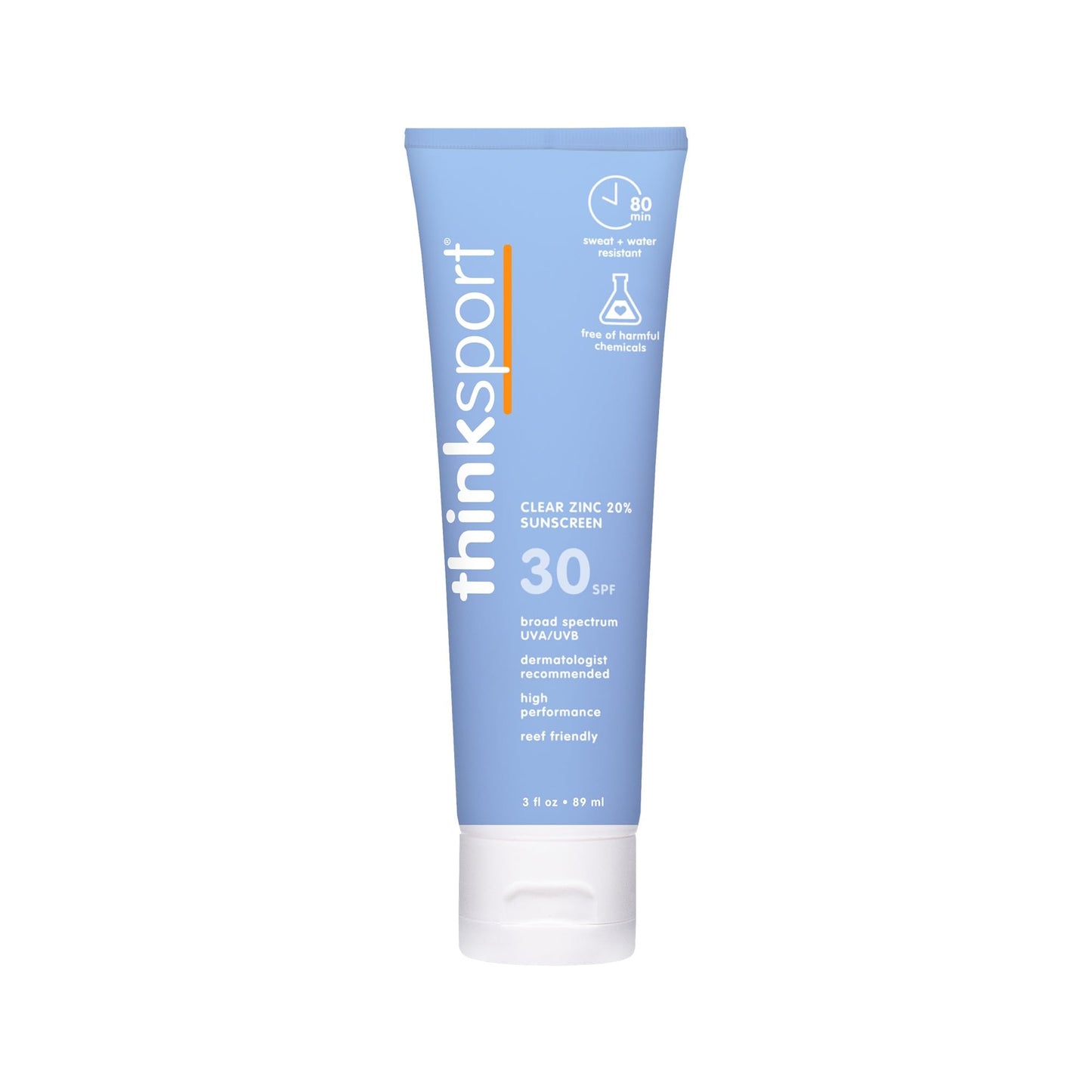 Thinksport SPF 30 Sport Sunscreen, 3oz - Clear Zinc Oxide, Water-Resistant Mineral Sun Lotion for Sports & Active Use, Reef-Safe, Vegan, Broad Beauty & Personal Care THINK