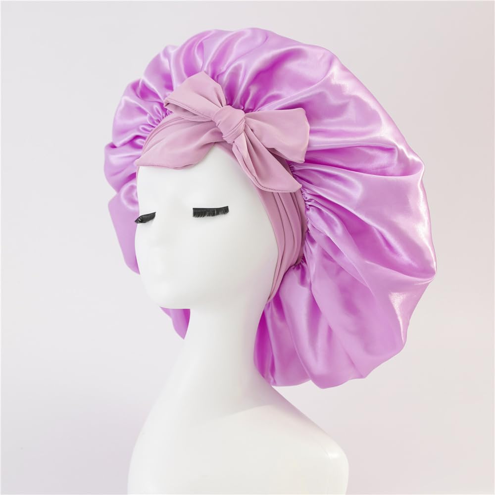 Hair Want Large Stain Sleep Bonnet for Women Adjustable Hair Bonnet with Elastic Tie Band for Braids Hair Sleeping Cap Scarf for Hair Care Satin Hair Beauty and Personal Care Hair Want