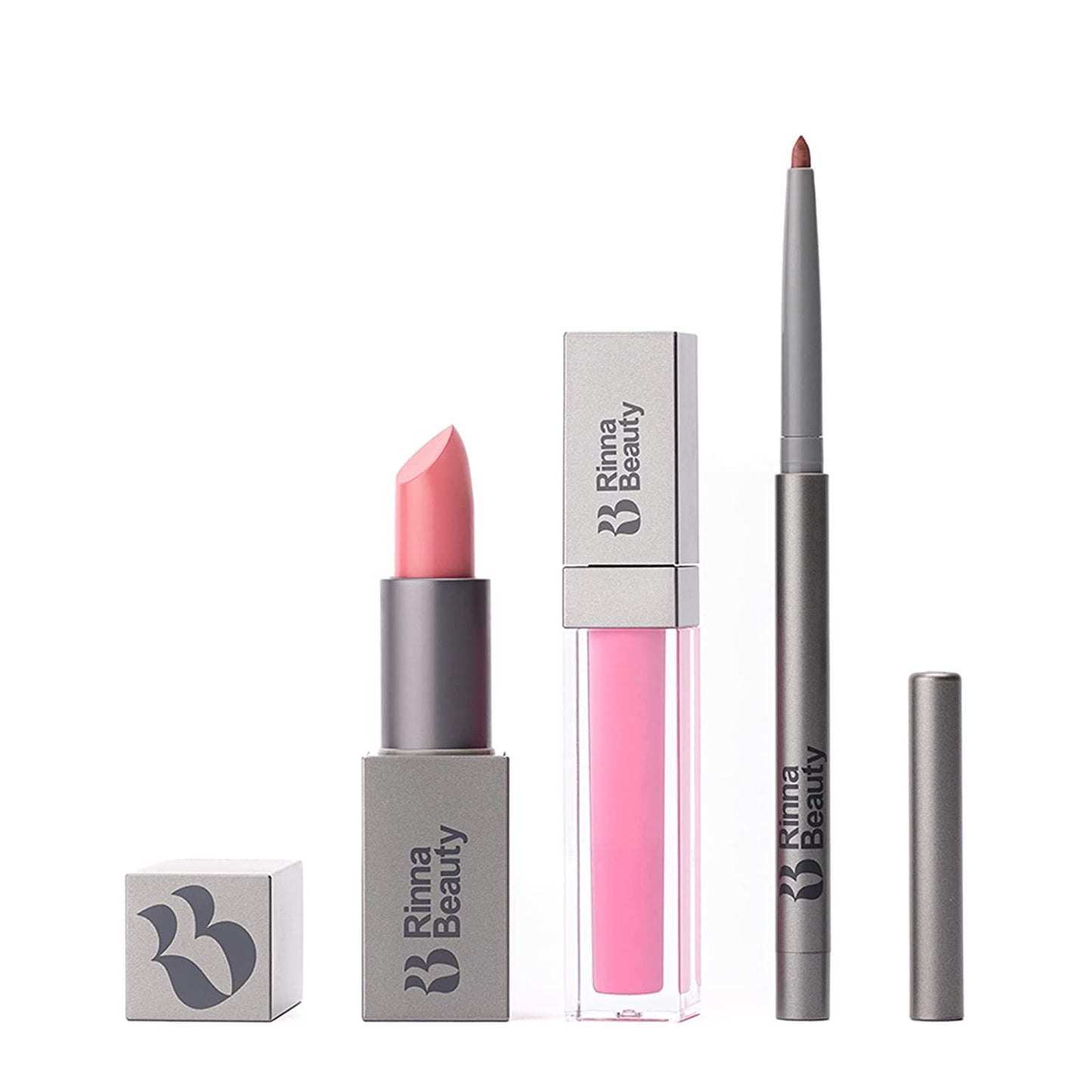 Rinna Beauty Icon Lip Kit - Pinky - All-in-one Lip Kit Includes Lipstick, Lip Gloss, and Lip Liner - CANDY PINK look - Vegan, Long-lasting, Anti-aging Beauty & Personal Care Rinna Beauty