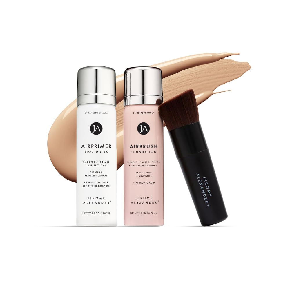 MagicMinerals AirBrush Foundation Set by Jerome Alexander - 3pc Set Includes Primer, Foundation and Kabuki Brush - Spray Makeup with Anti-aging Beauty & Personal Care Jerome Alexander