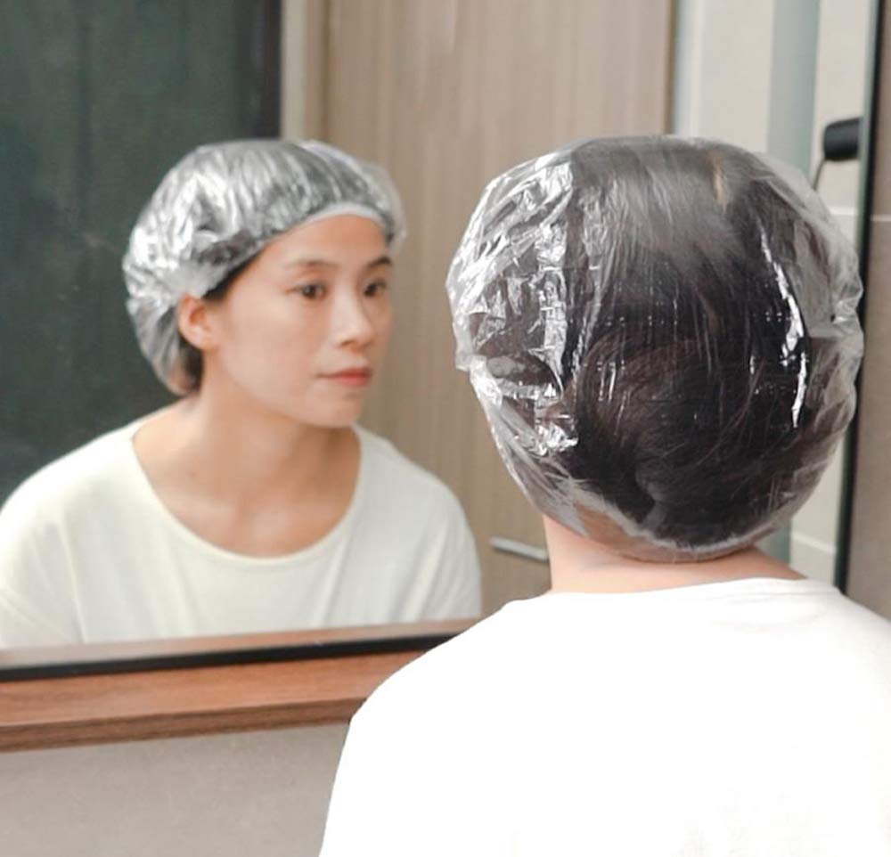Disposable Shower Caps 100 pack, Larger Bigger Thick Plastic Waterproof Hair Processing Caps For Women Girls Men, SPA, Hair Salon, Hotel, Travel, Bath Beauty and Personal Care MrSunix