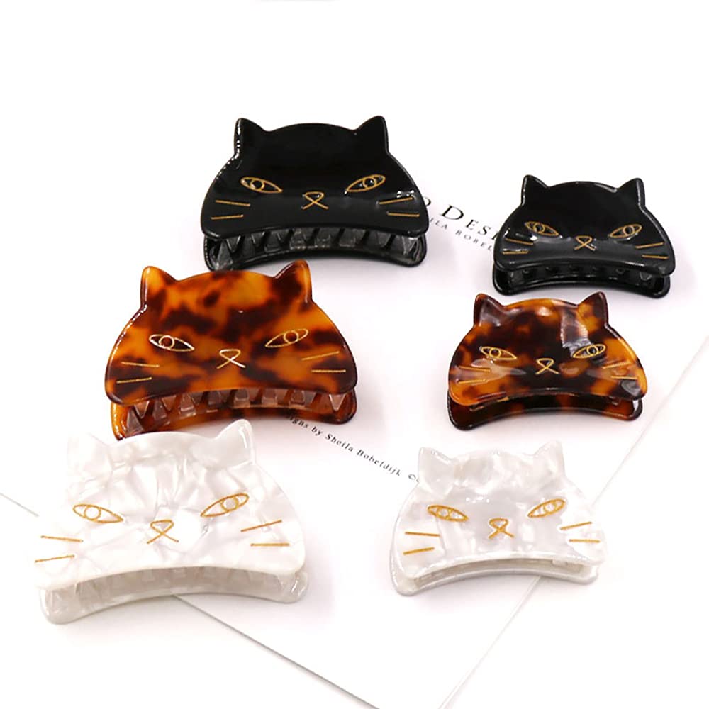 Yusier 2 PCS Cute Cat Claw Hair Claw Clip Two Sizes That Stay in Place Hair Clips Hair Clips fo Women Girl (Black Cat) Beauty & Personal Care Yusier