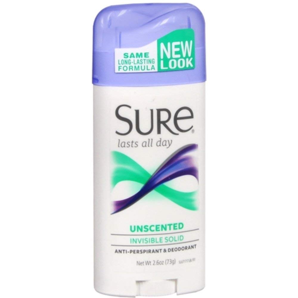 Sure Deodorant 2.6 Ounce Invisible Solid Unscented (76ml) (2 Pack) Beauty and Personal Care Sure