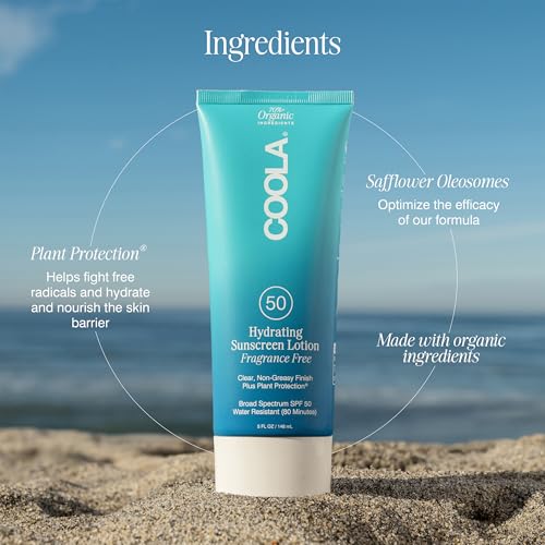 COOLA Organic Sunscreen SPF 50 Sunblock Body Lotion, Dermatologist Tested Skin Care for Daily Protection, Vegan and Gluten Free, Fragrance Free, 5 Fl Beauty & Personal Care COOLA