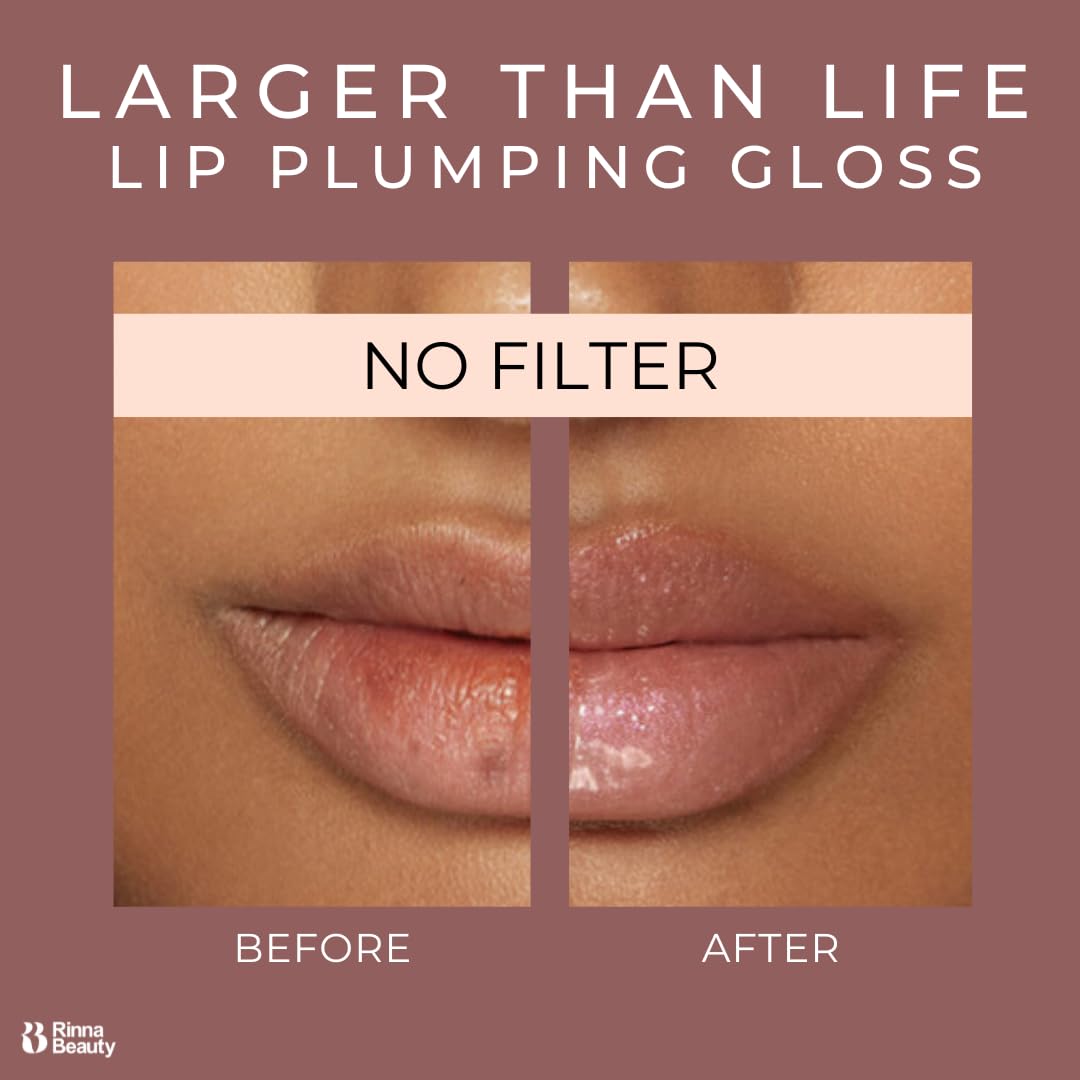 Rinna Beauty Lip Plumping Gloss - No Filter - Helps Boost Collagen, Increases Lip Volume, Elastin Production - Vegan, Cruelty-Free - 1 each Beauty & Personal Care Rinna Beauty