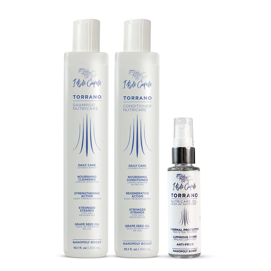 I Belli Capelli Torrano NutriCare Shampoo, Conditioner & Hair Oil Set - Strengthens, Nourishes & Moisturizes Dry, Damaged or Color-Treated Hair Beauty & Personal Care I Belli Capelli