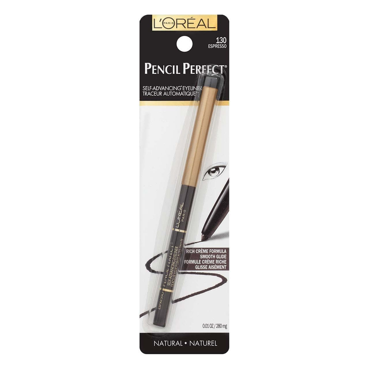 L'Oréal Paris Pencil Perfect Self-Advancing Eyeliner, 130 Espresso (Pack of 2) Beauty & Personal Care L'Oreal Paris