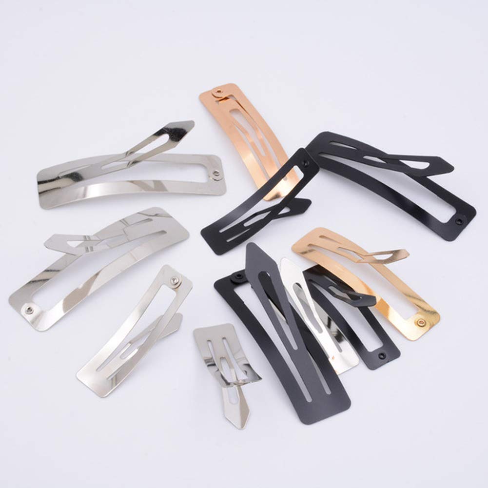 30Pcs No Slip Metal Snap Hair Clips Grips Hair Barrettes Rectangle BB Clips for Women Hair Accessories, 60mm (Silver, Black and Rose Gold) Beauty & Personal Care luzen