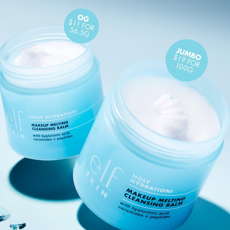 e.l.f. SKIN Holy Hydration! Makeup Melting Cleansing Balm JUMBO, Face Cleanser & Makeup Remover, Infused with Hyaluronic Acid to Hydrate Skin, 3.5 Oz Beauty & Personal Care e.l.f.