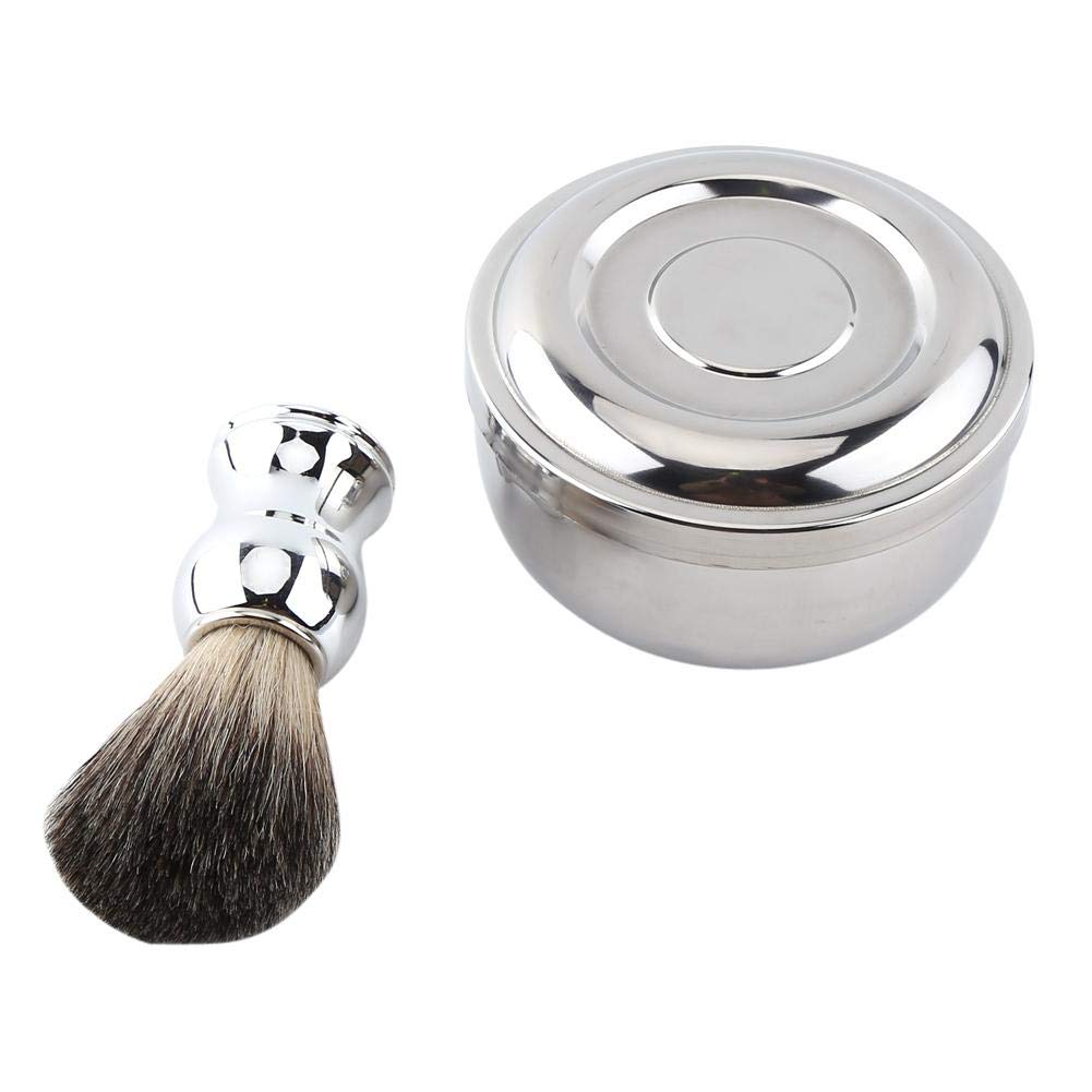 Qkiss Men's Shaving Set with Alloy Soap Mug Bowl & Lid, Silver Handle Faux Hair Brush, Professional Grooming Kit for Men's Daily Shaving Routine Beauty and Personal Care Qkiss