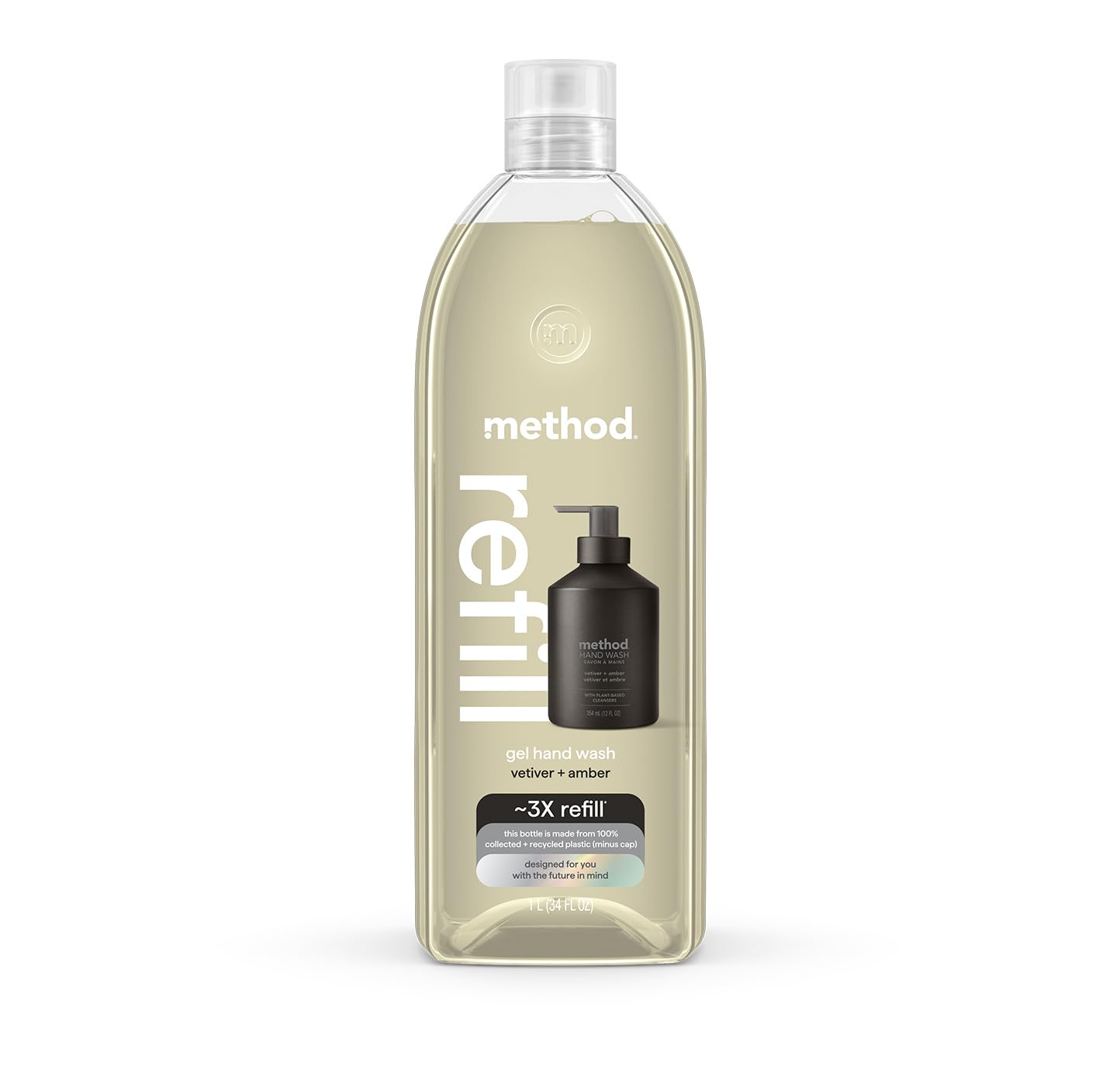 Method Gel Hand Soap Refill, Vetiver + Amber, 34 Fl Oz (Pack of 1) (Packaging May Vary) Beauty & Personal Care Method