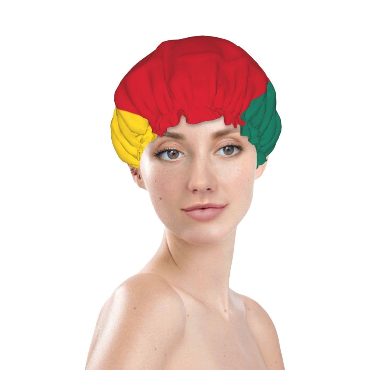 Cameroon Flag Prints Shower Cap Double Layer Lined Waterproof Bathing Shower Hat Beauty and Personal Care Hayyett