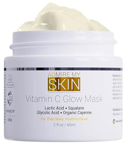 Vitamin C Mask for Face - Brightening Face Masks Skin Care Contains Glycolic Acid and Lactic Acid + Squalane Oil - Hydrating Beauty Face Mask Beauty & Personal Care Admire My Skin